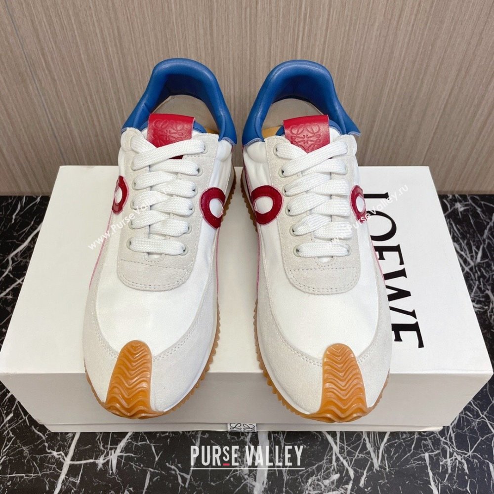 Loewe Flow Runner Sneakers in Nylon and Suede L81508 Blue/White/Burgundy 2024 (BLD-24081508)