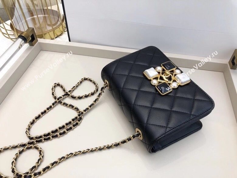 Chanel Quilted Calfskin Resin Stone Flap Bag AS2259 Black/White 2020 TOP (SMJD-20112102)