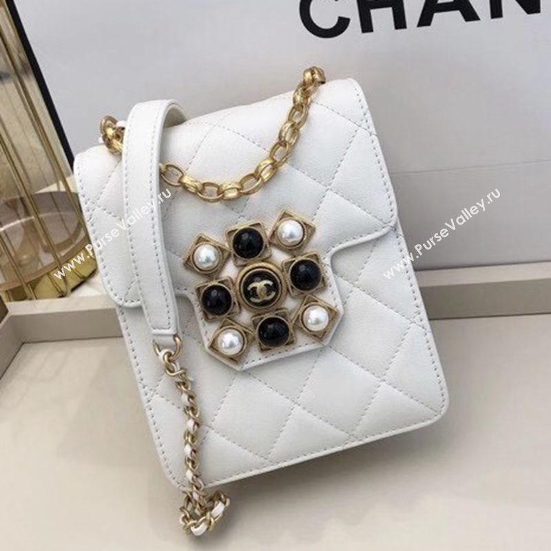 Chanel Quilted Calfskin Vertical Flap Bag with Resin Stone Charm AS1890 White 2020 TOP (SMJD-20112114)