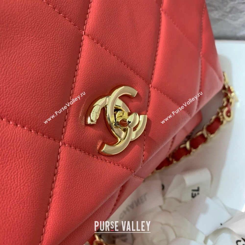 Chanel Quilted Lambskin Flap Bag AS2300 Coral Pink 2020 (JY-20121522)