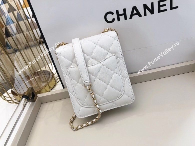 Chanel Quilted Calfskin Vertical Flap Bag with Resin Stone Charm AS1890 White 2020 TOP (SMJD-20112114)