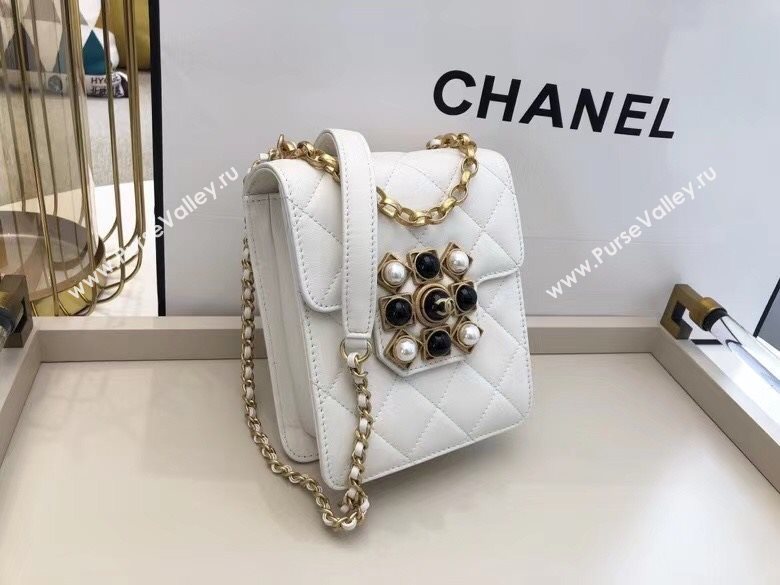 Chanel Quilted Calfskin Vertical Flap Bag with Resin Stone Charm AS1890 White 2020 TOP (SMJD-20112114)