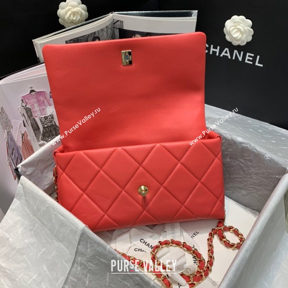 Chanel Quilted Lambskin Flap Bag AS2300 Coral Pink 2020 (JY-20121522)