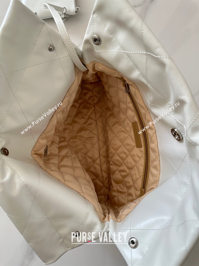 Chanel 22 Calfskin Small Shopping Bag AS3260 with Iridescent Logo White 2024 (YEZI-24031211)