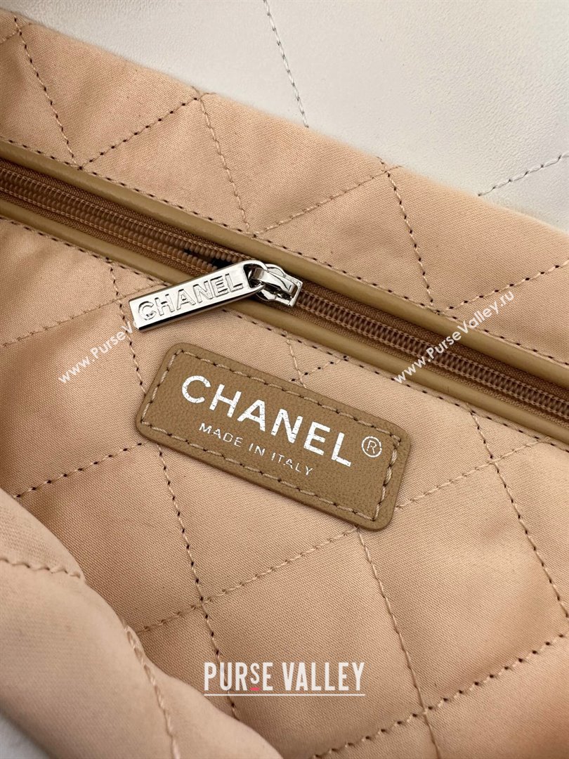 Chanel 22 Calfskin Small Shopping Bag AS3260 with Iridescent Logo White 2024 (YEZI-24031211)