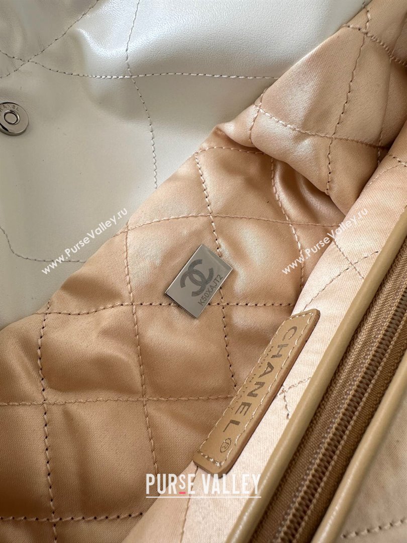 Chanel 22 Calfskin Small Shopping Bag AS3260 with Iridescent Logo White 2024 (YEZI-24031211)