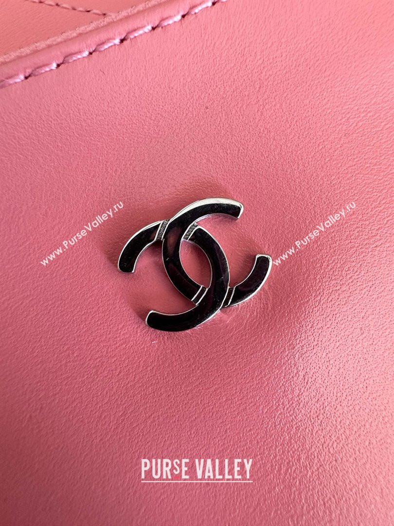 Chanel 22 Calfskin Small Shopping Bag AS3260 with Iridescent Logo Pink 2024 (YEZI-24031210)