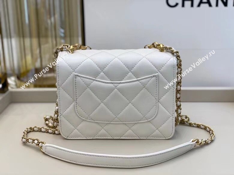 Chanel Quilted Calfskin Flap Bag with Resin Stone Charm AS1889 White 2020 TOP (SMJD-20112111)
