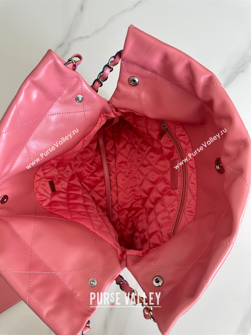 Chanel 22 Calfskin Small Shopping Bag AS3260 with Iridescent Logo Pink 2024 (YEZI-24031210)