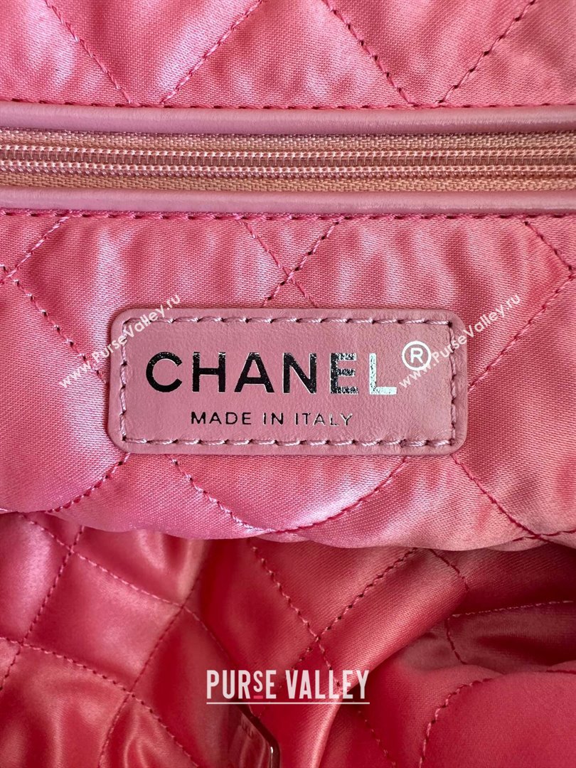 Chanel 22 Calfskin Small Shopping Bag AS3260 with Iridescent Logo Pink 2024 (YEZI-24031210)