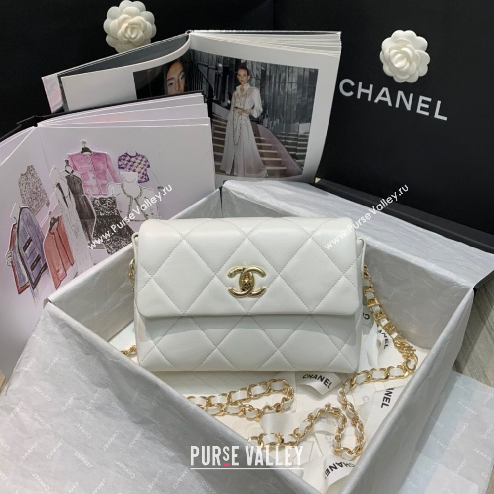 Chanel Quilted Lambskin Small Flap Bag AS2399 White 2020 (JY-20121524)