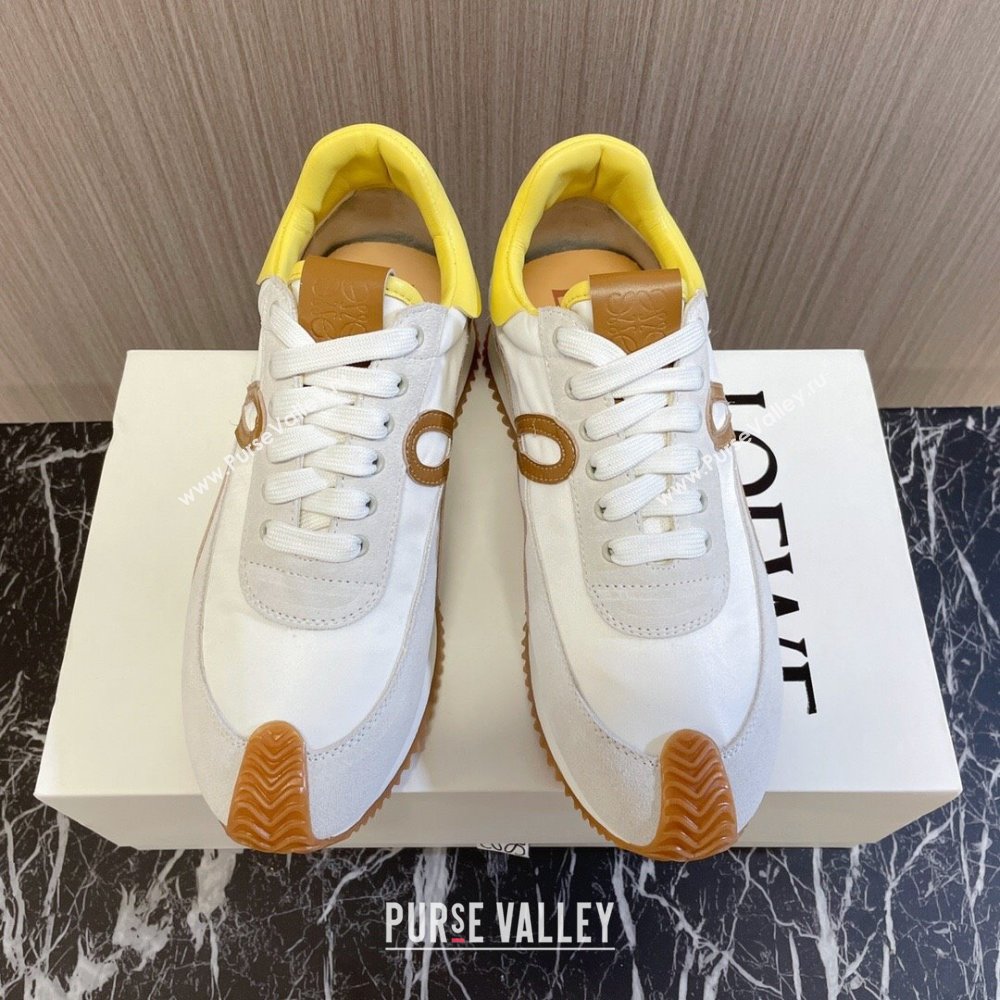 Loewe Flow Runner Sneakers in Nylon and Suede L81511 White/Brown/Yellow 2024 (BLD-24081511)