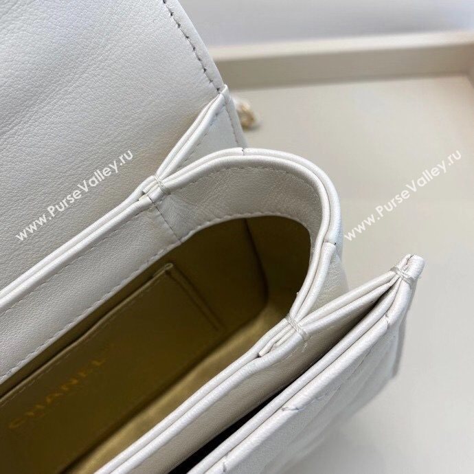Chanel Quilted Calfskin Flap Bag with Resin Stone Charm AS1889 White 2020 TOP (SMJD-20112111)