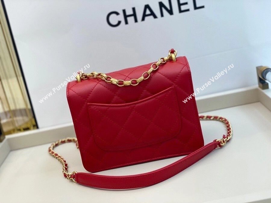 Chanel Quilted Calfskin Flap Bag with Resin Stone Charm AS1889 Red 2020 TOP (SMJD-20112112)