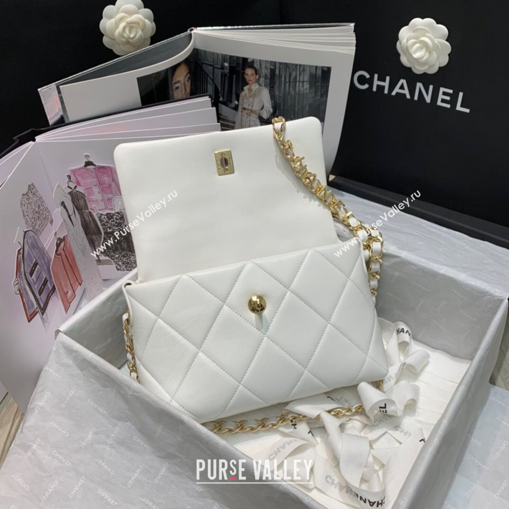 Chanel Quilted Lambskin Small Flap Bag AS2399 White 2020 (JY-20121524)