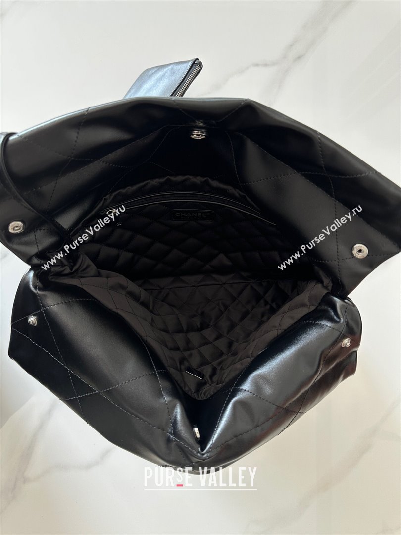 Chanel 22 Calfskin Small Shopping Bag AS3260 with Iridescent Logo Black 2024 (YEZI-24031209)