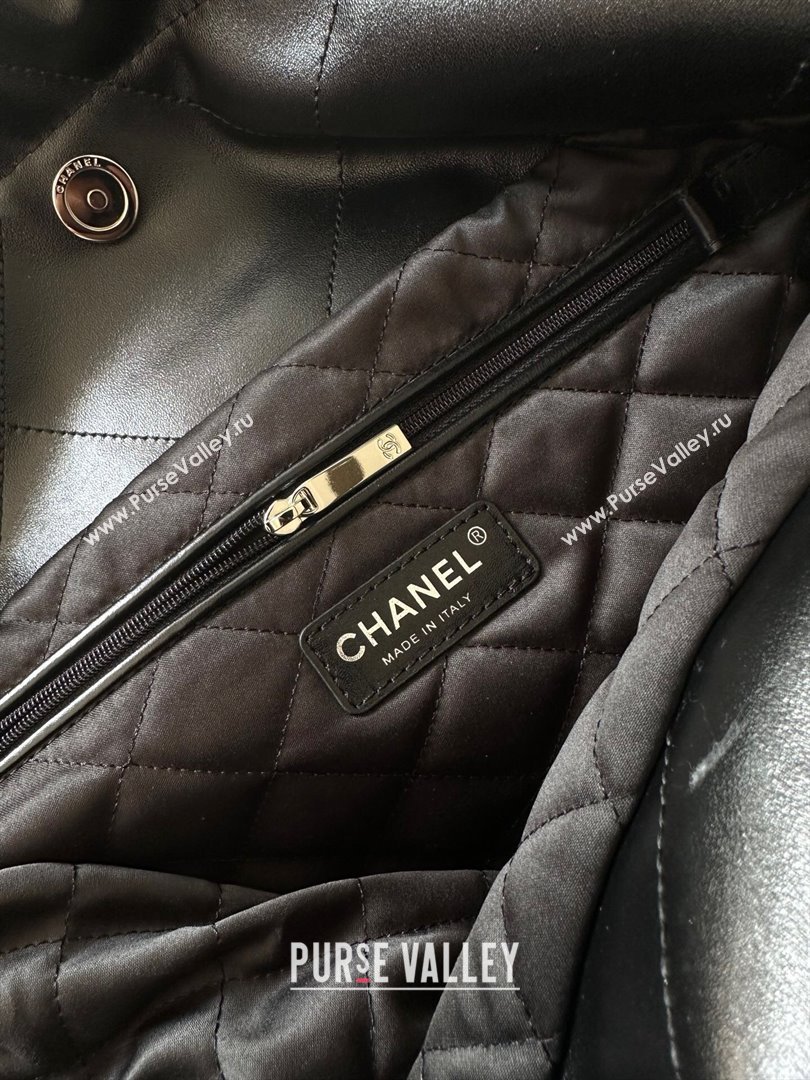 Chanel 22 Calfskin Small Shopping Bag AS3260 with Iridescent Logo Black 2024 (YEZI-24031209)