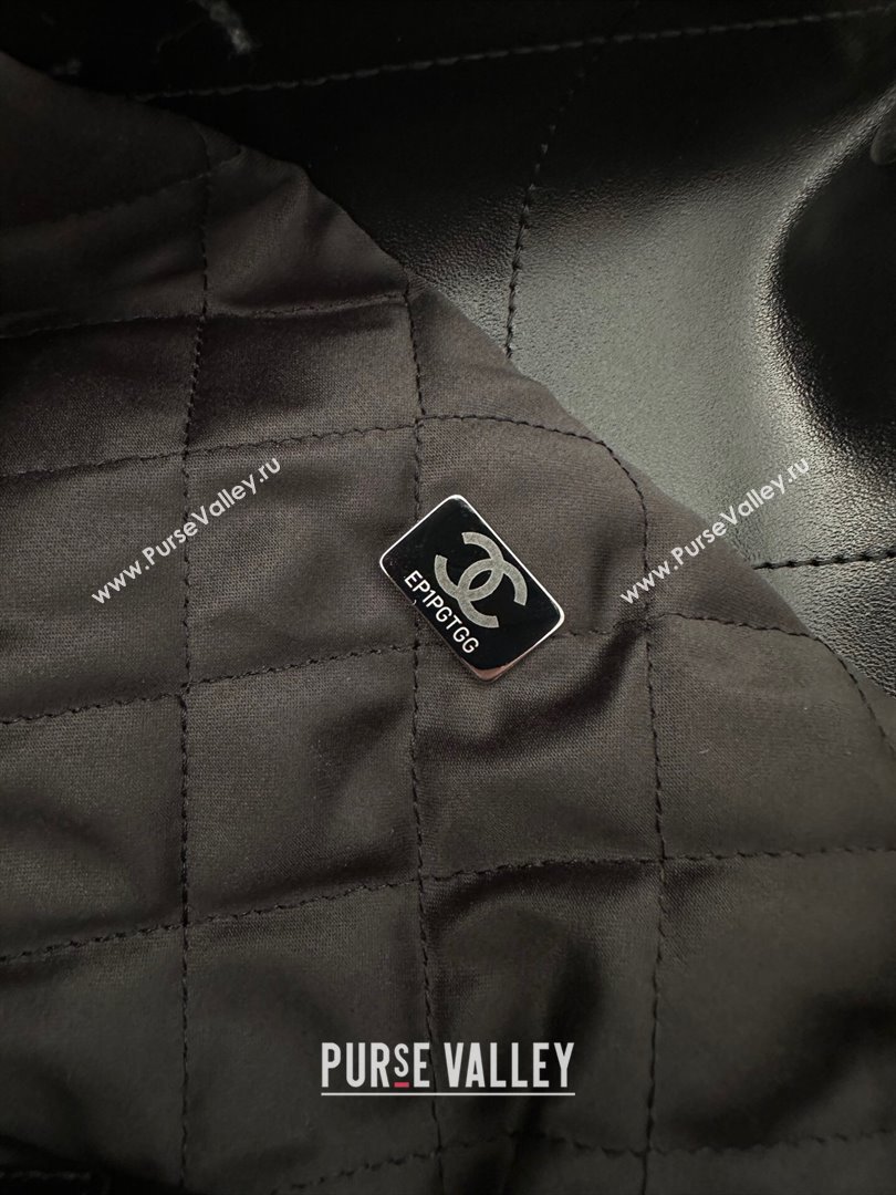 Chanel 22 Calfskin Small Shopping Bag AS3260 with Iridescent Logo Black 2024 (YEZI-24031209)