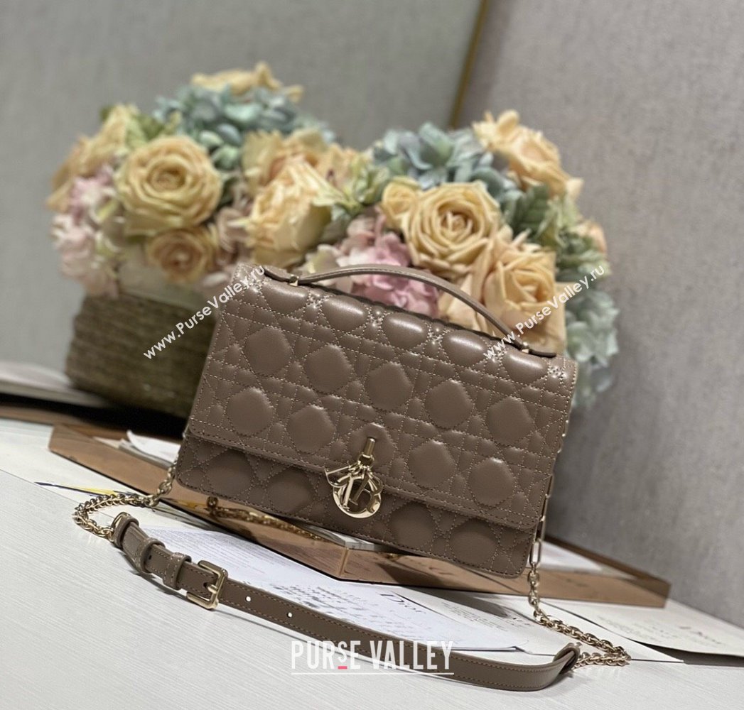 Dior My Dior Top Handle Bag in Latte Cannage Lambskin 0997 Grey 2024 (XXG-24070227)