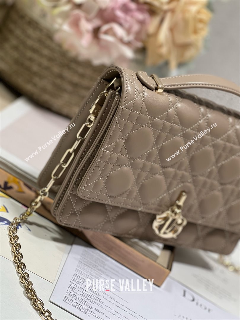 Dior My Dior Top Handle Bag in Latte Cannage Lambskin 0997 Grey 2024 (XXG-24070227)
