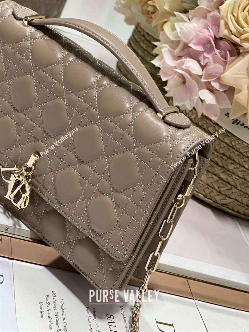 Dior My Dior Top Handle Bag in Latte Cannage Lambskin 0997 Grey 2024 (XXG-24070227)