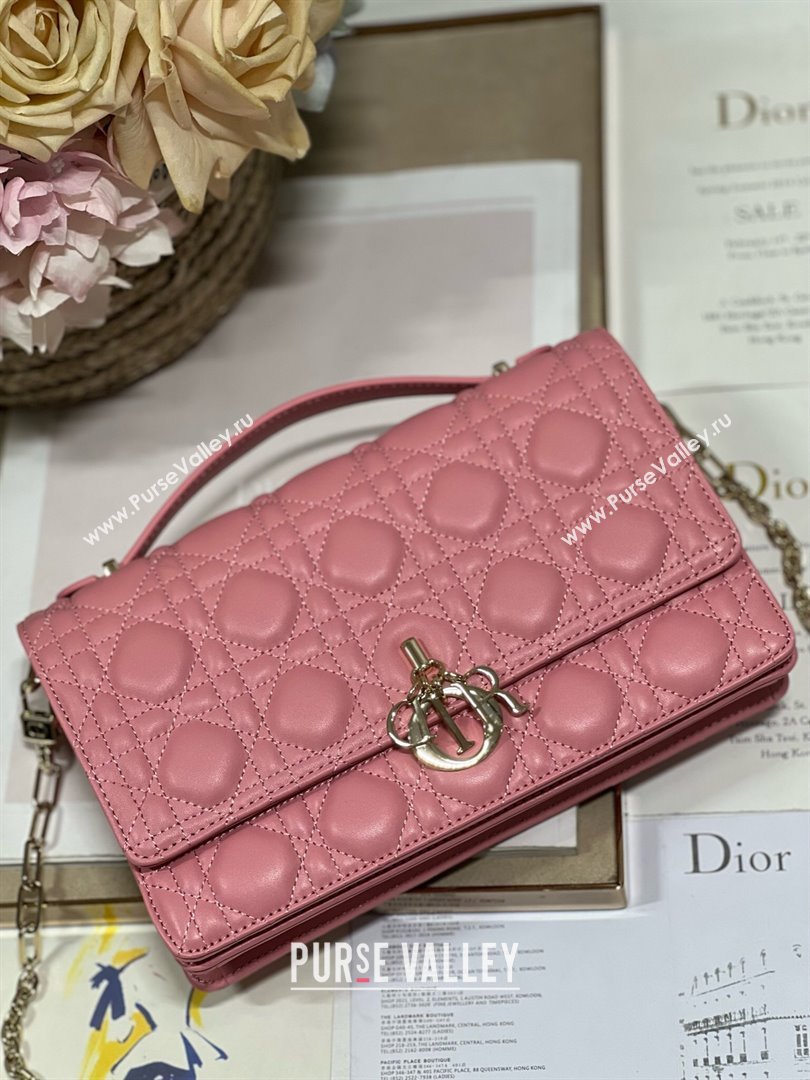 Dior My Dior Top Handle Bag Latte Cannage Lambskin Pink 2024 (XXG-24062832)