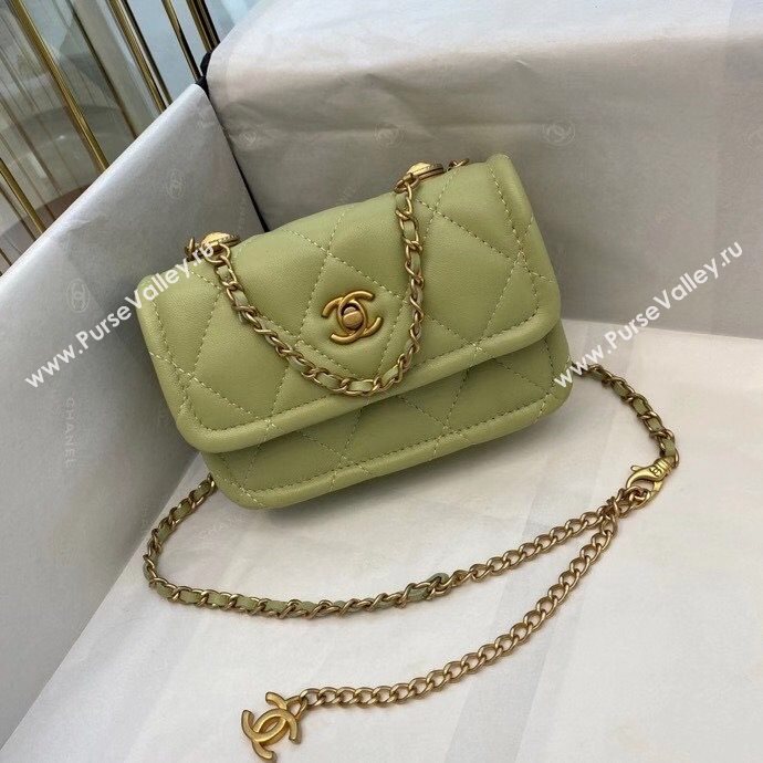Chanel Quilted Lambskin Belt Bag with Metal Buttons A81018 Green 2020 (SMJD-20112301)