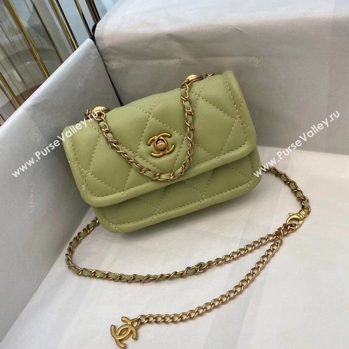 Chanel Quilted Lambskin Belt Bag with Metal Buttons A81018 Green 2020 (SMJD-20112301)