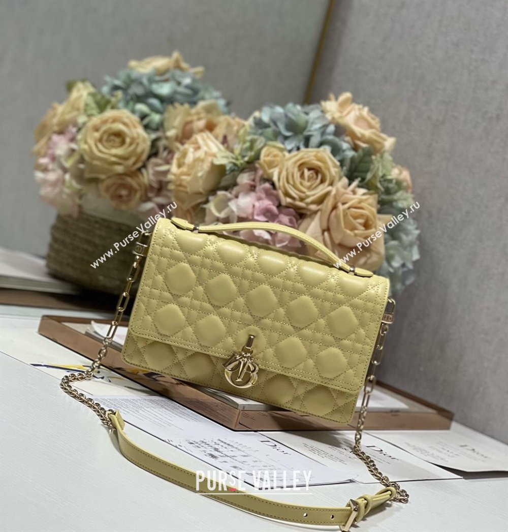 Dior My Dior Top Handle Bag Latte Cannage Lambskin Yellow 2024 (XXG-24062833)