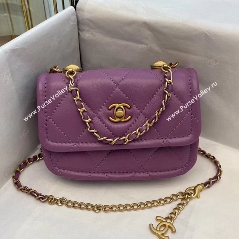 Chanel Quilted Lambskin Belt Bag with Metal Buttons A81018 Purple 2020 (SMJD-20112302)