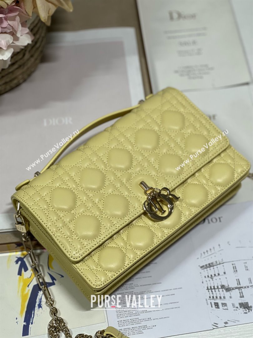 Dior My Dior Top Handle Bag Latte Cannage Lambskin Yellow 2024 (XXG-24062833)