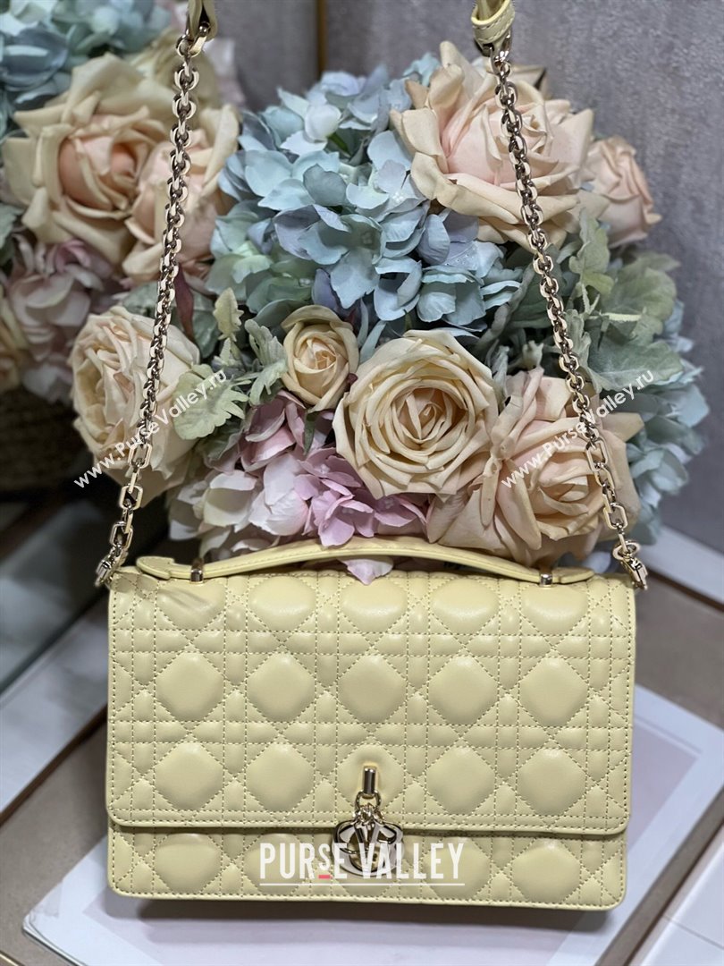 Dior My Dior Top Handle Bag Latte Cannage Lambskin Yellow 2024 (XXG-24062833)