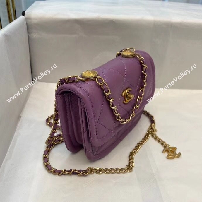 Chanel Quilted Lambskin Belt Bag with Metal Buttons A81018 Purple 2020 (SMJD-20112302)