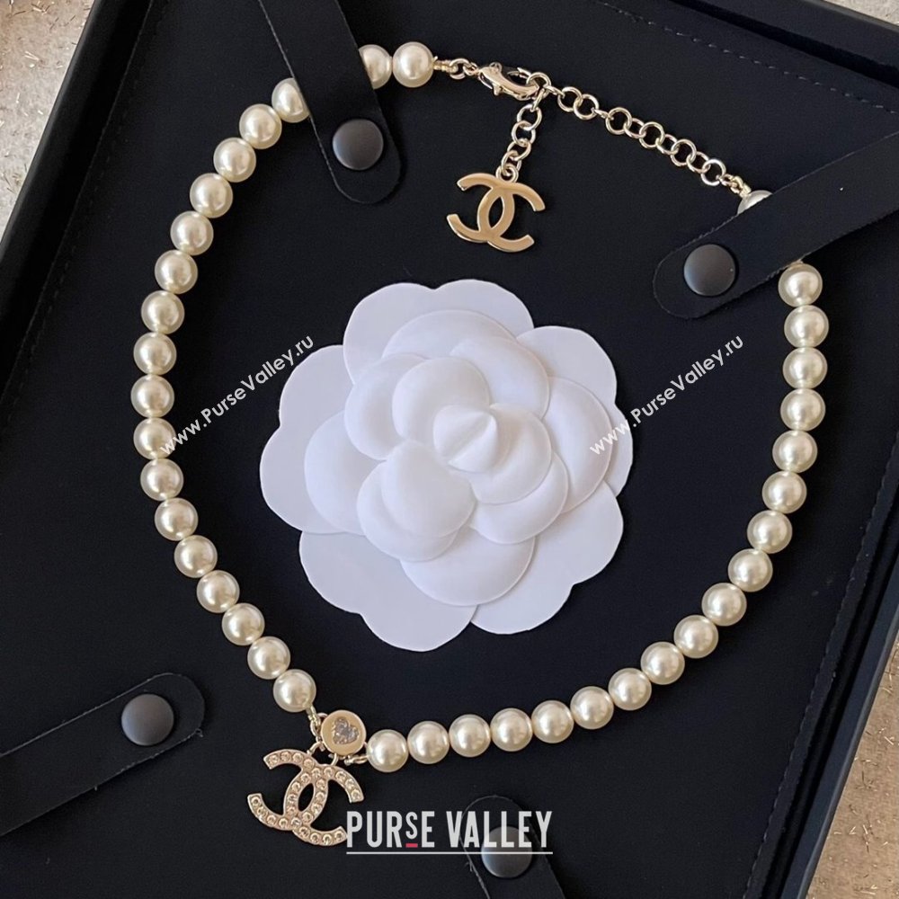 Chanel Heart CC Pearl Short Necklace CH101044 2024 (YF-24101044)