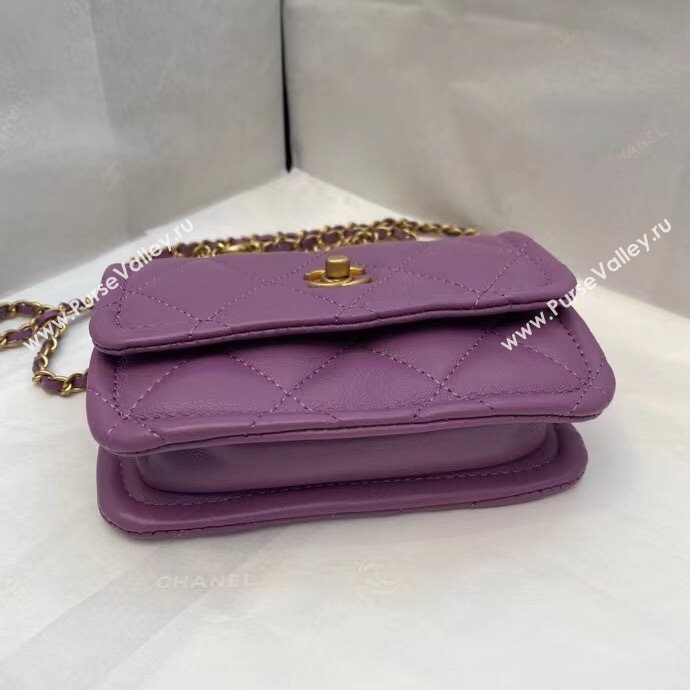 Chanel Quilted Lambskin Belt Bag with Metal Buttons A81018 Purple 2020 (SMJD-20112302)