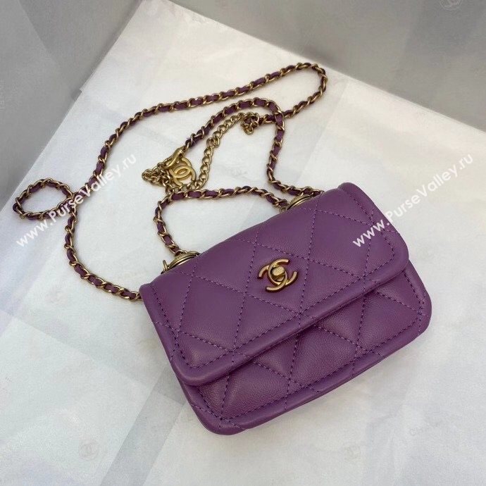 Chanel Quilted Lambskin Belt Bag with Metal Buttons A81018 Purple 2020 (SMJD-20112302)