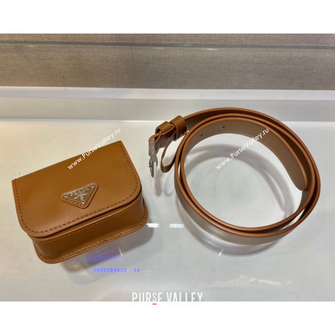 Prada Leather Belt with Pouch 1CC500 Cognac Brown 2021 (NM-21080418)