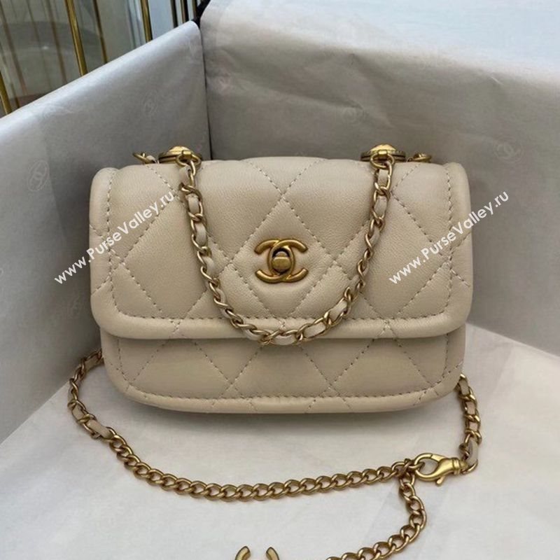 Chanel Quilted Lambskin Belt Bag with Metal Buttons A81018 White 2020 (SMJD-20112303)