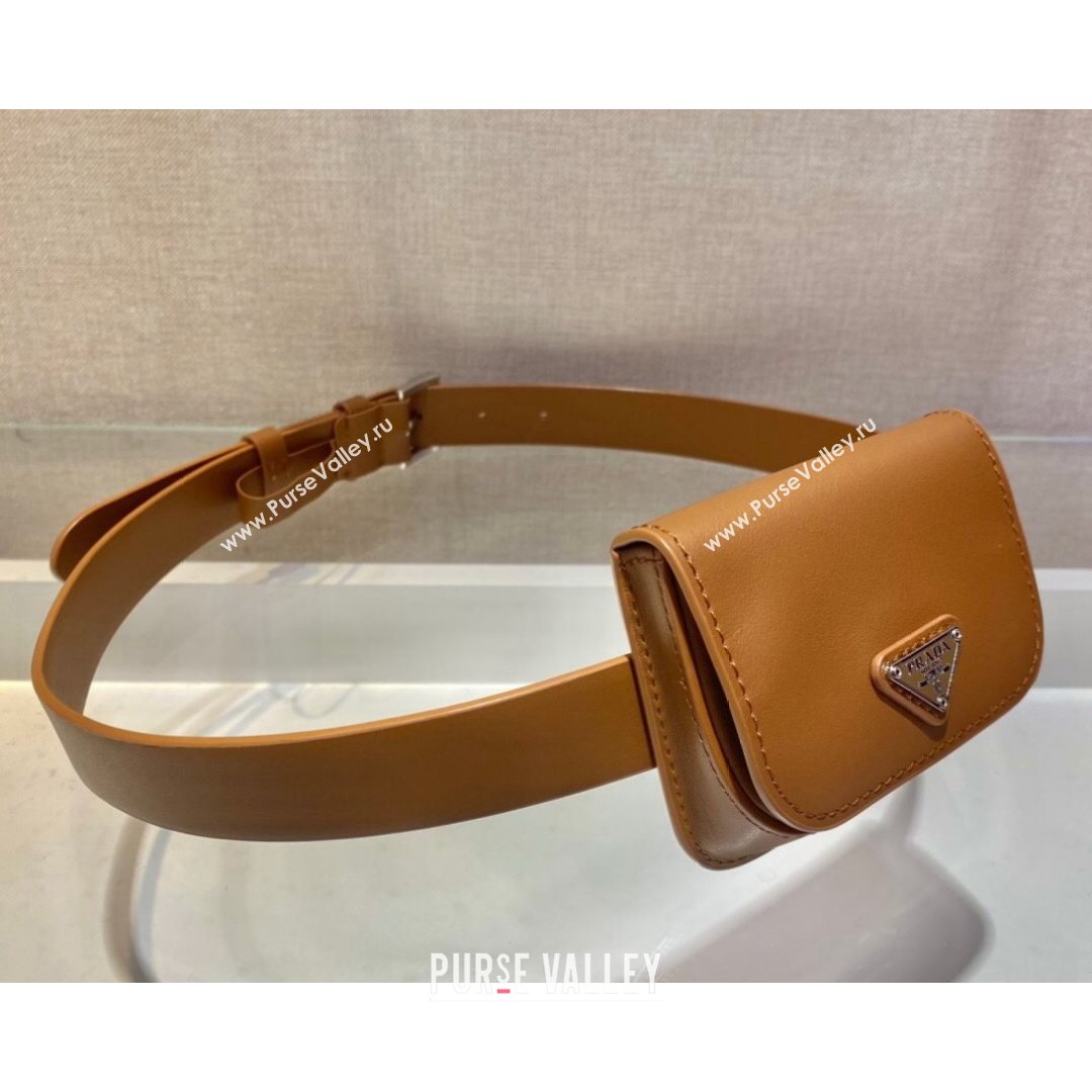 Prada Leather Belt with Pouch 1CC500 Cognac Brown 2021 (NM-21080418)