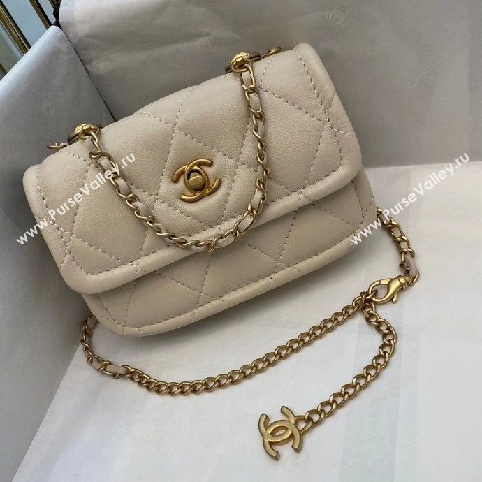 Chanel Quilted Lambskin Belt Bag with Metal Buttons A81018 White 2020 (SMJD-20112303)