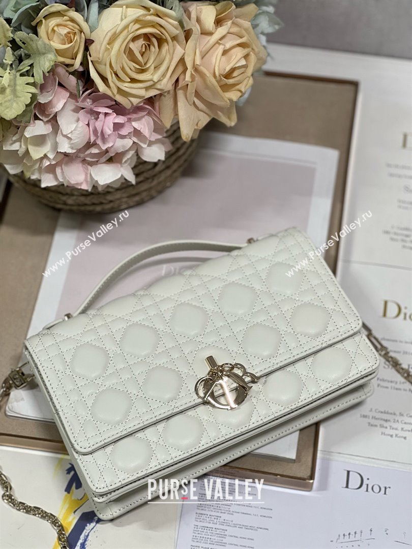 Dior My Dior Top Handle Bag Latte Cannage Lambskin White 2024 (XXG-24062834)