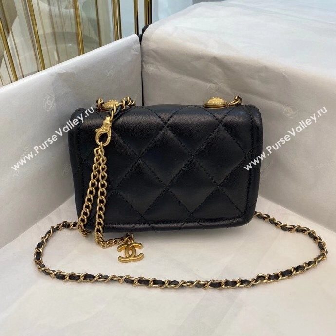 Chanel Quilted Lambskin Belt Bag with Metal Buttons A81018 Black 2020 (SMJD-20112304)