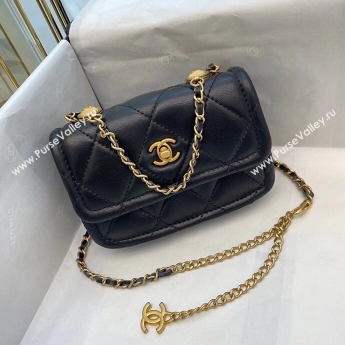 Chanel Quilted Lambskin Belt Bag with Metal Buttons A81018 Black 2020 (SMJD-20112304)