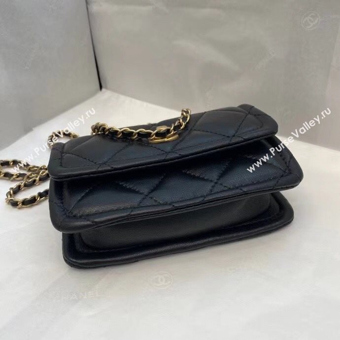 Chanel Quilted Lambskin Belt Bag with Metal Buttons A81018 Black 2020 (SMJD-20112304)