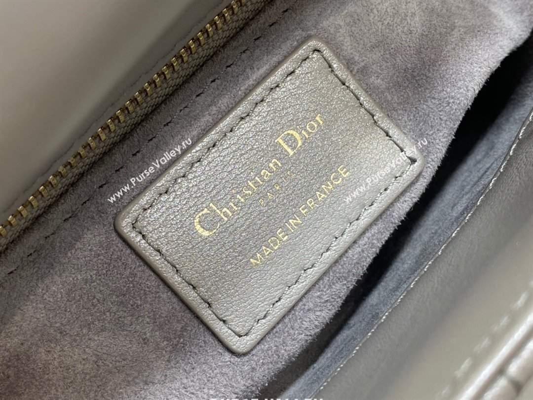 Dior Mini Lady Dior Bag in Grey Pearlescent Cannage Lambskin 2024 (XXG-24070301)