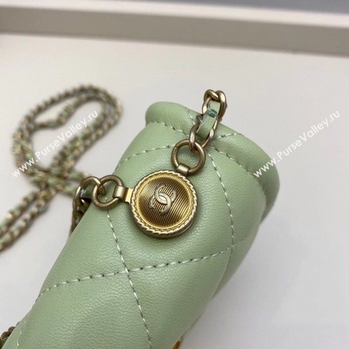 Chanel Quilted Lambskin Mini Flap Bag with Metal Button AP1664 Green 2020 (SMJD-20112305)