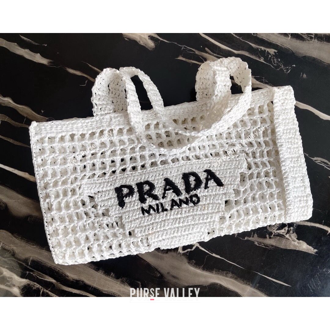 Prada Woven Raffia Tote Bag 1BG393 White 2021 (YZ-21080421)