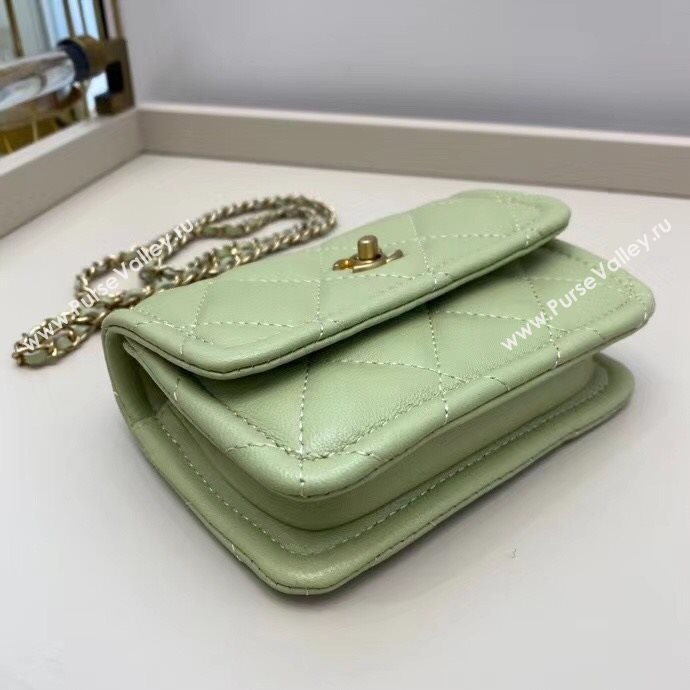 Chanel Quilted Lambskin Mini Flap Bag with Metal Button AP1664 Green 2020 (SMJD-20112305)