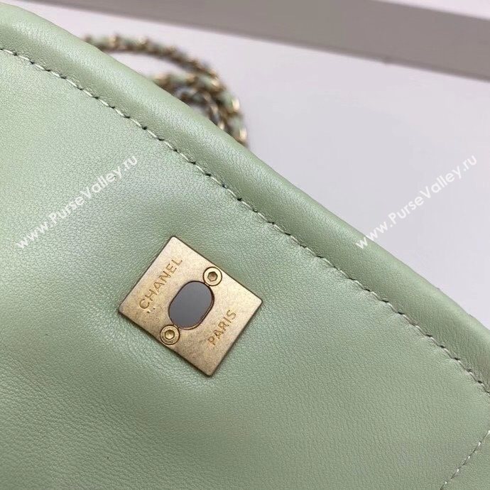 Chanel Quilted Lambskin Mini Flap Bag with Metal Button AP1664 Green 2020 (SMJD-20112305)