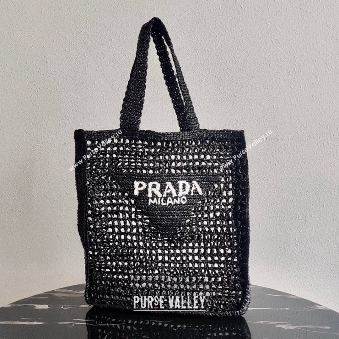 Prada Woven Raffia Tote Bag 1BG393 Black 2021 (YZ-21080422)